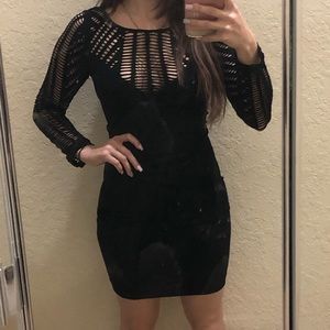 Bebe black fishnet bodycon dress
